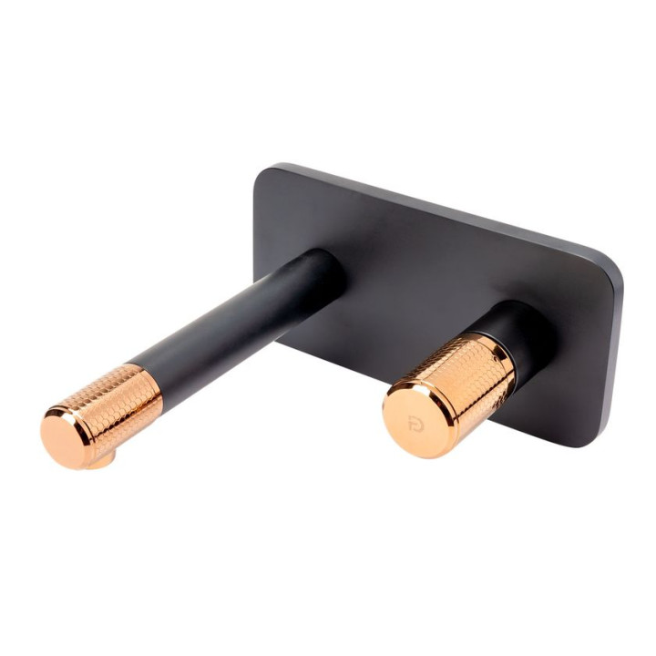 ARDESIA BATERIA UMYWALKOWA PODTYNKOWA Z KORKIEM CLICK-CLACK RÓŻOWE ZŁOTO - CZARNY FD1-ARD-3PA-25