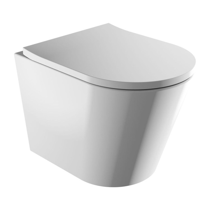 TAMPA MISKA TOALETOWA WISZĄCA BEZKOŁNIERZOWA Z DESKĄ, 51,5X35,5CM, BIAŁY POŁYSK   TAMPAMWBP