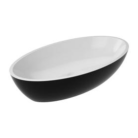 SIENA umywalka nablatowa Marble+, 60x35cm, biały/czarny połysk      SIENALUNBCP