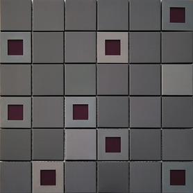 Moz szkl metal 32,2x32,2 Jazz Black czarne kwadraty z fioletem /15