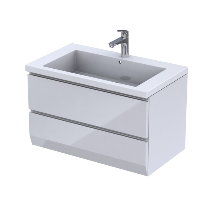 BRYLANT - SZAFKA PODUMYWALKOWA 85CM, DWIE SZUFLADY, KOLOR: BIAŁY POŁYSK, KORPUS BIAŁY  OR36-SD2S-85-1