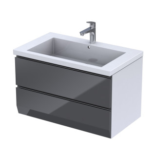 BRYLANT - SZAFKA PODUMYWALKOWA 85CM, DWIE SZUFLADY, KOLOR: GRAFIT POŁYSK,   OR36-SD2S-85-5