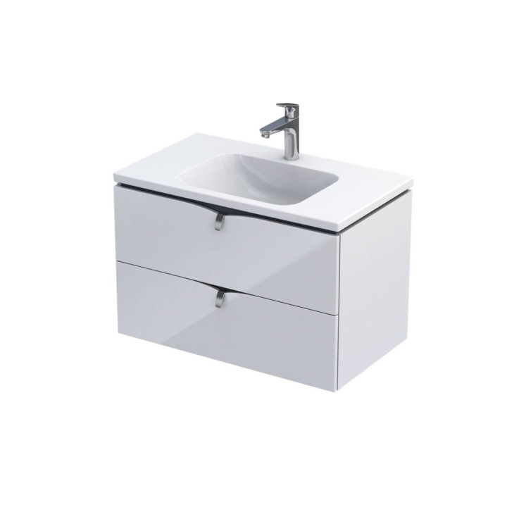 SIENA - SZAFKA PODUMYWALKOWA 80CM, DWIE SZUFLADY, KOLOR: BIAŁY POŁYSK,   OR45-SD2S-80-1