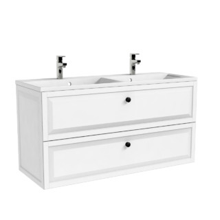 MONTEBIANCO - SZAFKA PODUMYWALKOWA 120CM, DWIE SZUFLADY, KOLOR: BIAŁY MAT,   OR47-SD2S-120-2