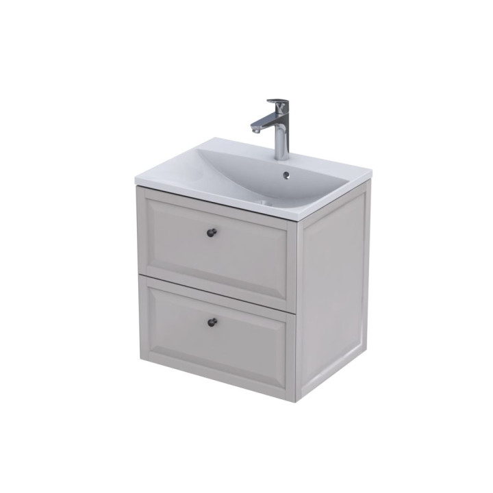 MONTEBIANCO - SZAFKA PODUMYWALKOWA 60CM, DWIE SZUFLADY, KOLOR: PIASKOWY MAT,   OR47-SD2S-60-10