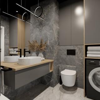 Projekt łazienki z pralką Fior di Bosco by Kryst