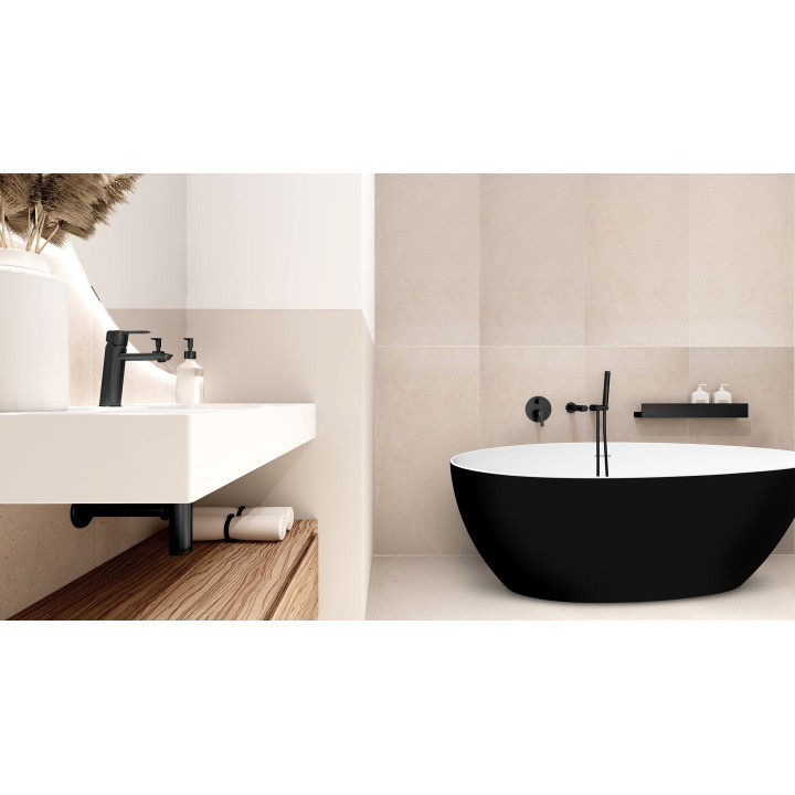 Wanna wolnostojąca DROP CZARNA 1600 x 820 x 580 mm – Wyrafinowany Kontrast