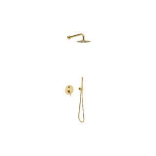 PI ZESTAW PRYSZNICOWO-WANNOWY PODTYNKOWY 2 FUNKCYJNY Z DESZCZOWNICĄ 25 CM, ZŁOTY SZCZOTKOWANY AREX.SET.1245GB