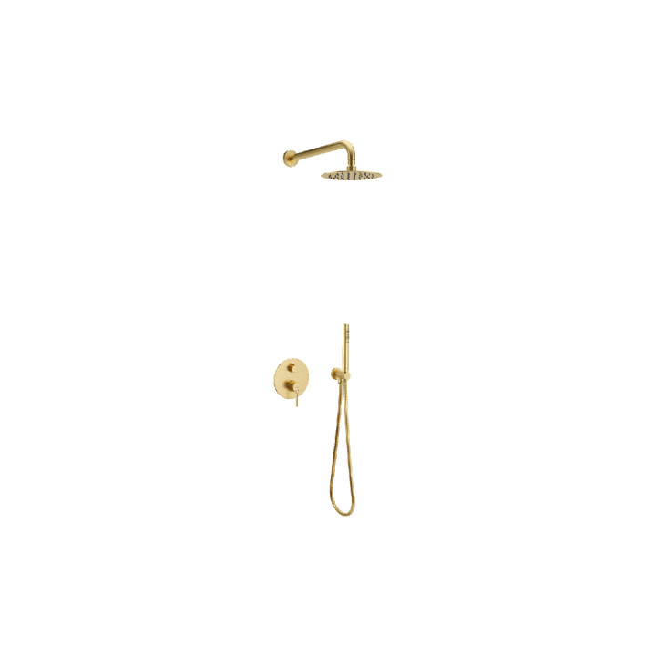 PI ZESTAW PRYSZNICOWO-WANNOWY PODTYNKOWY 2 FUNKCYJNY Z DESZCZOWNICĄ 25 CM, ZŁOTY SZCZOTKOWANY AREX.SET.1245GB