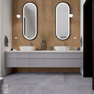 Projekt łazienki z dwoma umywalkami