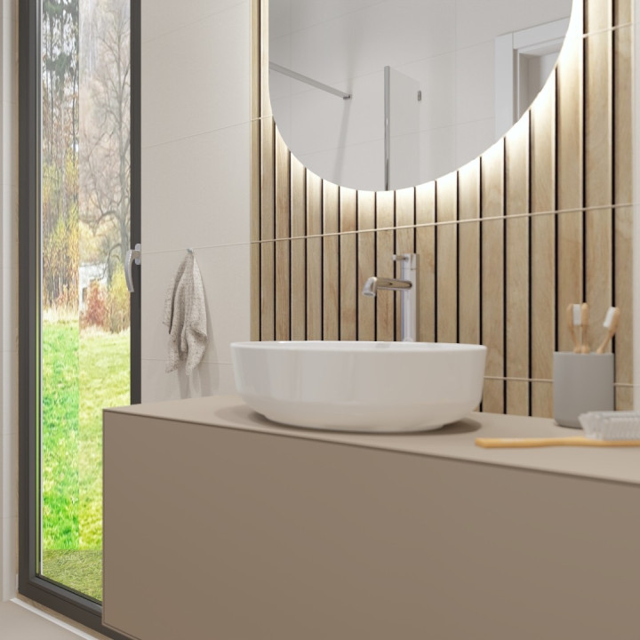 Nowoczesna łazienka z motywem żurawi – elegancja i natura