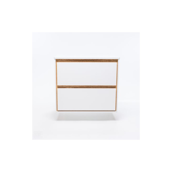 Szafka łazienkowa LOCK 60 cm biała/drewno – nowoczesność i naturalny styl