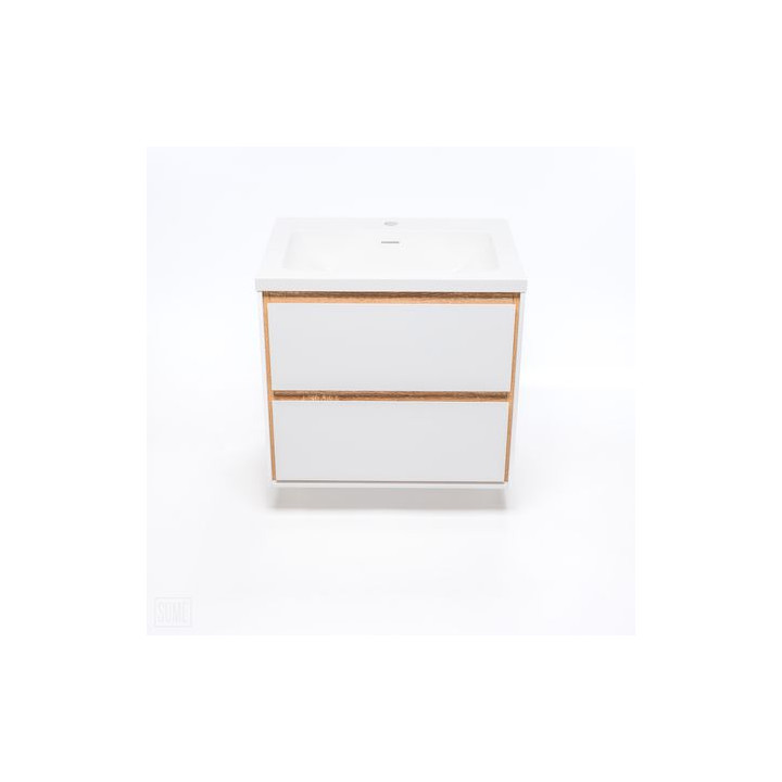 Szafka łazienkowa LOCK 60 cm biała/drewno – nowoczesność i naturalny styl