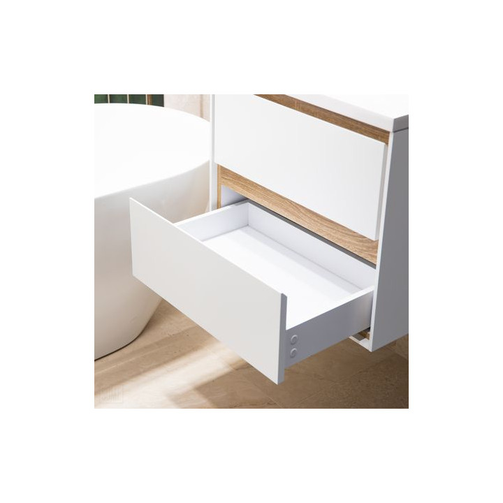 Szafka łazienkowa LOCK 60 cm biała/drewno – nowoczesność i naturalny styl