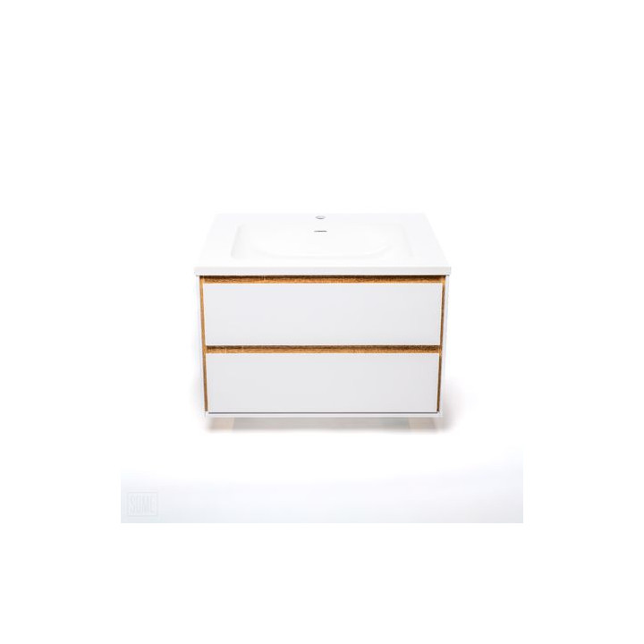 Szafka łazienkowa LOCK 80 cm biała/drewno – przestronność i elegancja