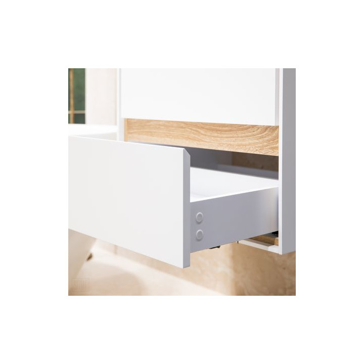 Szafka łazienkowa LOCK 80 cm biała/drewno – przestronność i elegancja