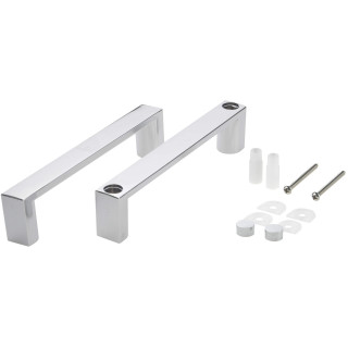 KPL. UCHWYT KWADRATOWY NA 1 DRZWI Z LOGO, CHROM, ROZSTAW OTWORÓW MONTAŻOWYCH 140 MM  XKCF2HC0D