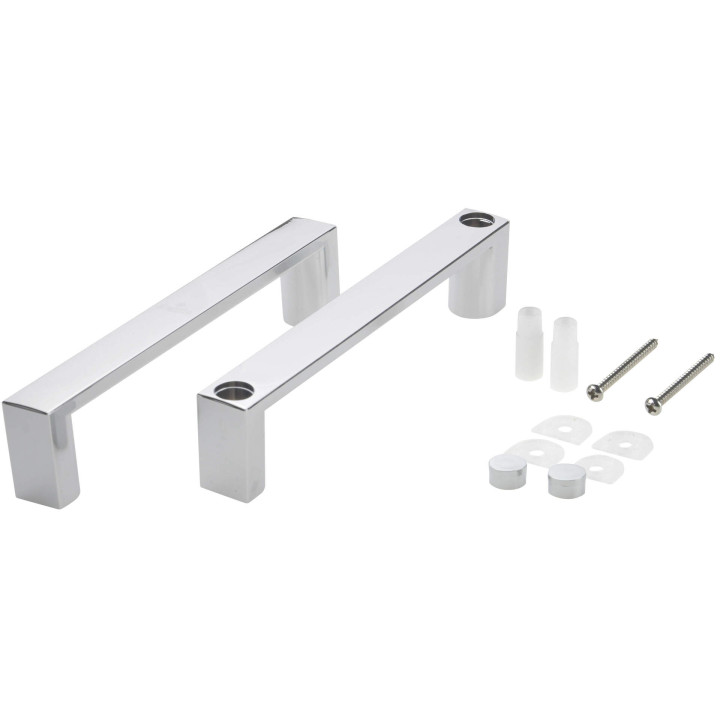 KPL. UCHWYT KWADRATOWY NA 1 DRZWI Z LOGO, CHROM, ROZSTAW OTWORÓW MONTAŻOWYCH 140 MM  XKCF2HC0D