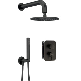 KOMPLET PODTYNKOWY NATRYSKOWY SILIA NERO Z BOXEM MIESZACZOWYM Z GŁOWICĄ NATRYSKOWĄ  BXYYNQSM
