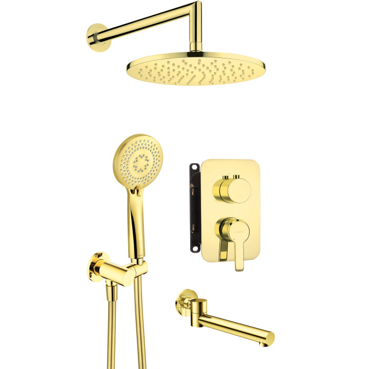 KOMPLET PODTYNKOWY WANNOWY ARNIKA GOLD Z BOXEM MIESZACZOWYM  BXYYZQAM