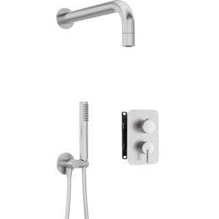 KOMPLET PODTYNKOWY NATRYSKOWY SILIA STAL SZCZOTKOWANA Z BOXEM MIESZACZOWYM  BXYZFQSM