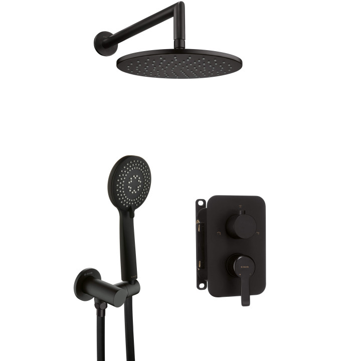 KOMPLET PODTYNKOWY NATRYSKOWY ARNIKA NERO Z BOXEM MIESZACZOWYM  BXYZNQAM