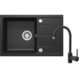 ZESTAW: ZLEW GRANITOWY ZRD 2113 GRAFIT+BATERIA Z WYLEWKĄ U BEN_262M GRAFIT ZRDA2113