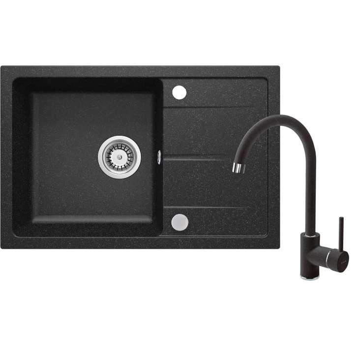 ZESTAW: ZLEW GRANITOWY ZRD 2113 GRAFIT+BATERIA Z WYLEWKĄ U BEN_262M GRAFIT ZRDA2113