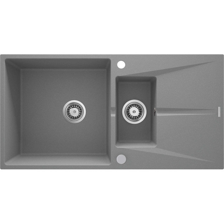 ZLEW. CORIO SZARY METALIK GRANIT 1,5K Z/O 970x500x215, 3,5" + OSPRZĘT SPACE-SAVER + ZAŚLEPKA OTWORU  ZRC_S513