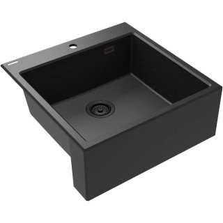 ZLEW. ERIDAN FARMERSKI GRAFIT METALIK GRANIT 1K 600x610x214, 3,5" + OSPRZĘT SPACE SAVER LUX - NOWOŚĆ  ZQE_G10K