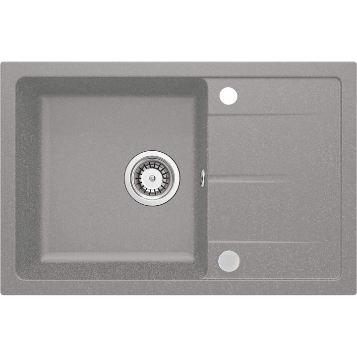 ZLEW. LEDA SZARY METALIK GRANIT 1K Z/O 670x440x164, 3,5" + OSPRZĘT SPACE-SAVER   ZRD_S113