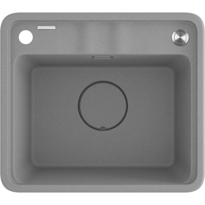 ZLEW. MOMI SZARY METALIK GRANIT 1K 440x500x230 MM + OSPRZĘT SPACE-SAVER  ZKM_S103