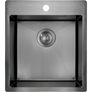 ZLEW.STAL OLFATO PRECIOUS TITANIUM 1K B/O, 450x505x200, 3,5" + OSPRZĘT SPACE-SAVER  ZPO_D10A