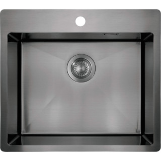 ZLEW.STAL OLFATO PRECIOUS TITANIUM 1K B/O, 550x505x200, 3,5" + OSPRZĘT SPACE-SAVER  ZPO_D10B