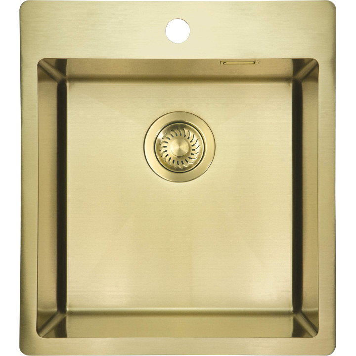 ZLEW.STAL OLFATO PRECIOUS ZŁOTO SZCZOTKOWANE 1K B/O, 450x505x200, 3,5" + OSPRZĘT SPACE-SAVER  ZPO_R10A