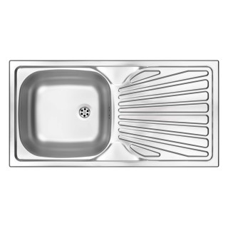 ZLEW. TECHNO SATYNA 1K Z/O 860X435X160, 2" + OSPRZĘT  ZMU_011B