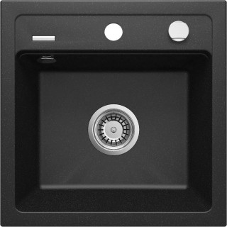 ZLEW. ZORBA GRAFIT METALIK GRANIT 1K B/O 440X440X184 3,5" + OSPRZĘT SPACE-SAVER ZQZ_G103
