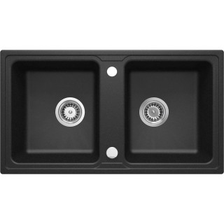 ZLEW. ZORBA GRAFIT METALIK GRANIT 2K B/O 780X435X180, 3,5" + OSPRZĘT SPACE-SAVER ZQZ_G203