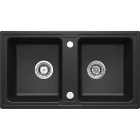 ZLEW. ZORBA GRAFIT METALIK GRANIT 2K B/O 780X435X180, 3,5" + OSPRZĘT SPACE-SAVER ZQZ_G203