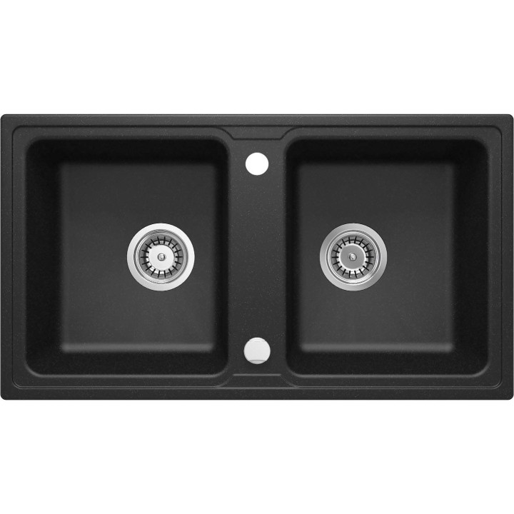 ZLEW. ZORBA GRAFIT METALIK GRANIT 2K B/O 780X435X180, 3,5" + OSPRZĘT SPACE-SAVER ZQZ_G203