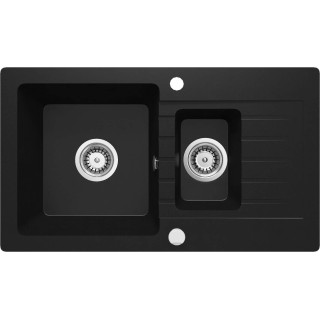 ZLEW. ZORBA NERO GRANIT 1,5K Z/O 760X440X164, 3,5" + OSPRZĘT SPACE-SAVER ZQZ_N513