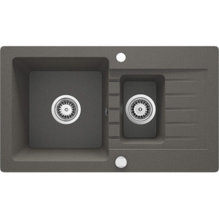 ZLEW. ZORBA ANTRACYT METALIK GRANIT 1,5K Z/O 760X440X164, 3,5" + OSPRZĘT SPACE-SAVER  ZQZ_T513