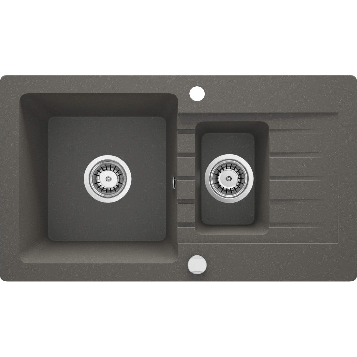 ZLEW. ZORBA ANTRACYT METALIK GRANIT 1,5K Z/O 760X440X164, 3,5" + OSPRZĘT SPACE-SAVER  ZQZ_T513