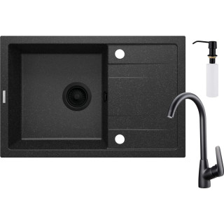 ZLEW. CORIO GRAFIT GRANIT + OSP NERO + BATERIA BMO N62M NERO + DOZOWNIK  ZRCC2113