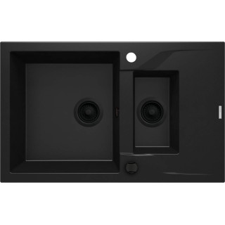 ZLEW. ANDANTE NERO GRANIT 1,5K Z/O 780X490X194, 3,5" + OSPRZĘT SPACE SAVER ZQN_N513