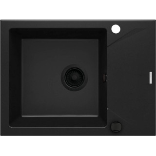 ZLEW. EVORA NERO GRANIT 1K Z/KO 590X440X193, 3,5" + OSPRZĘT SPACE SAVER ZQJ_N11A