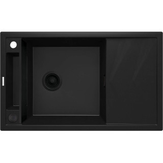 ZLEW. MAGNETIC NERO GRANIT 1K Z/O 820X500X219, 3,5" + OSPRZĘT SPACE SAVER NERO  ZRM_N113