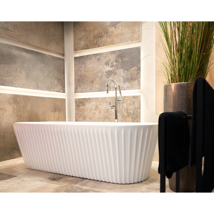 SOME MUFFIN WANNA WOLNOSTOJĄCA 1590X740X565 AKRYLOWADM608-1600T BIAŁY POŁYSK+KOREK KLIK KLAK BIAŁY POŁYSK DR01WH*