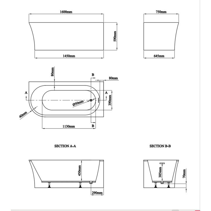 SOME EMMA WANNA NAROŻNA PRAWA 1600X750X590 AKRYLOWA DM979-1600RH BIAŁY POŁYSK +KOREK KLIK KLAK CZARNY MAT DR01MB*
