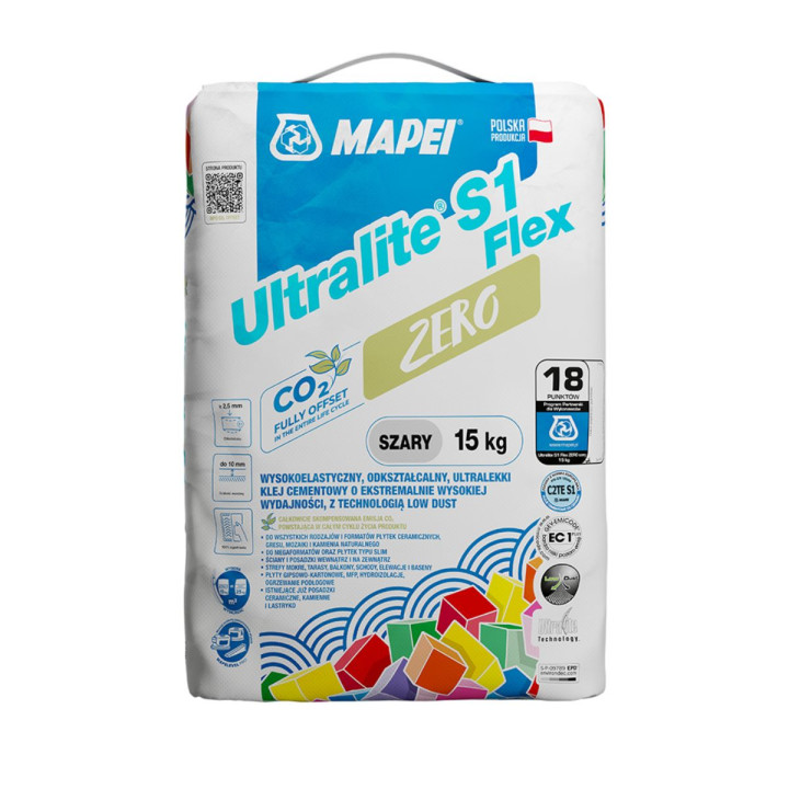 KLEJ ULTRALITE S1 FLEX ZERO SZARY 15KG. MAPEI